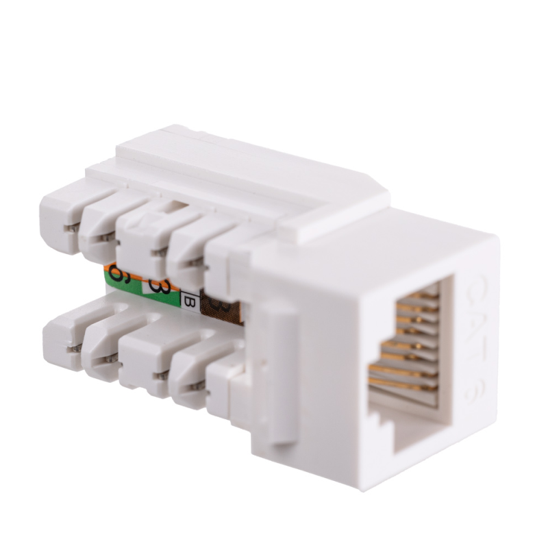 Модуль Maxicord Keystone Jack RJ-45(8P8C) кат.5е UTP DUAL IDC 90 градусов Toolless, белый
